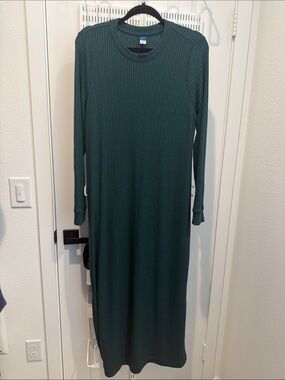 Old Navy Long Sleeve Ribbed Maxi Dress in Dark Teal